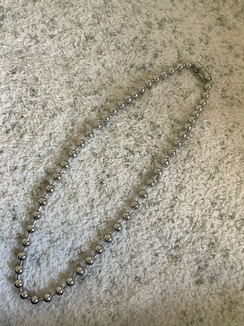 Giant Ball Chain Silver Beaded Necklace Men or Women, 8cm 22” NWT Festival